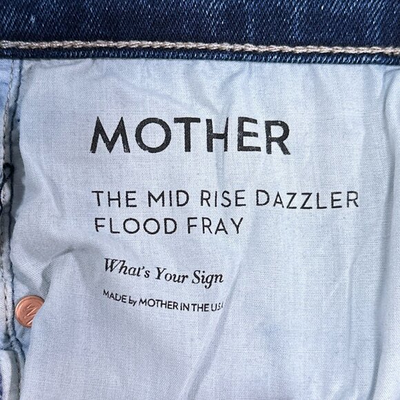 NWT Mother Mid-Rise Dazzler Flood Fray What's Your Sign Straight Jean Size 29 - Picture 9 of 16